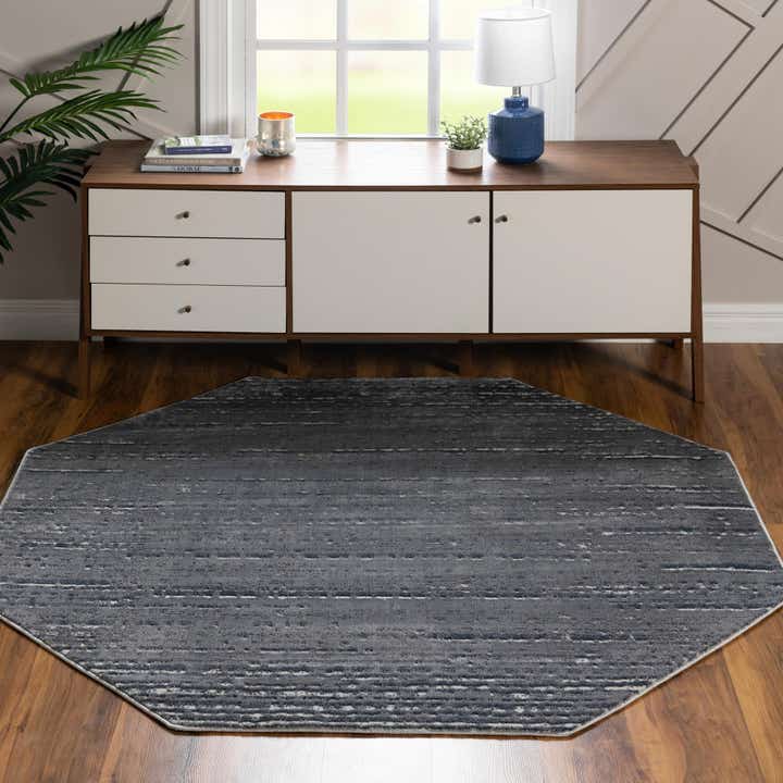 Gray 6' x 6' Oasis Octagon Rug | Rugs.com