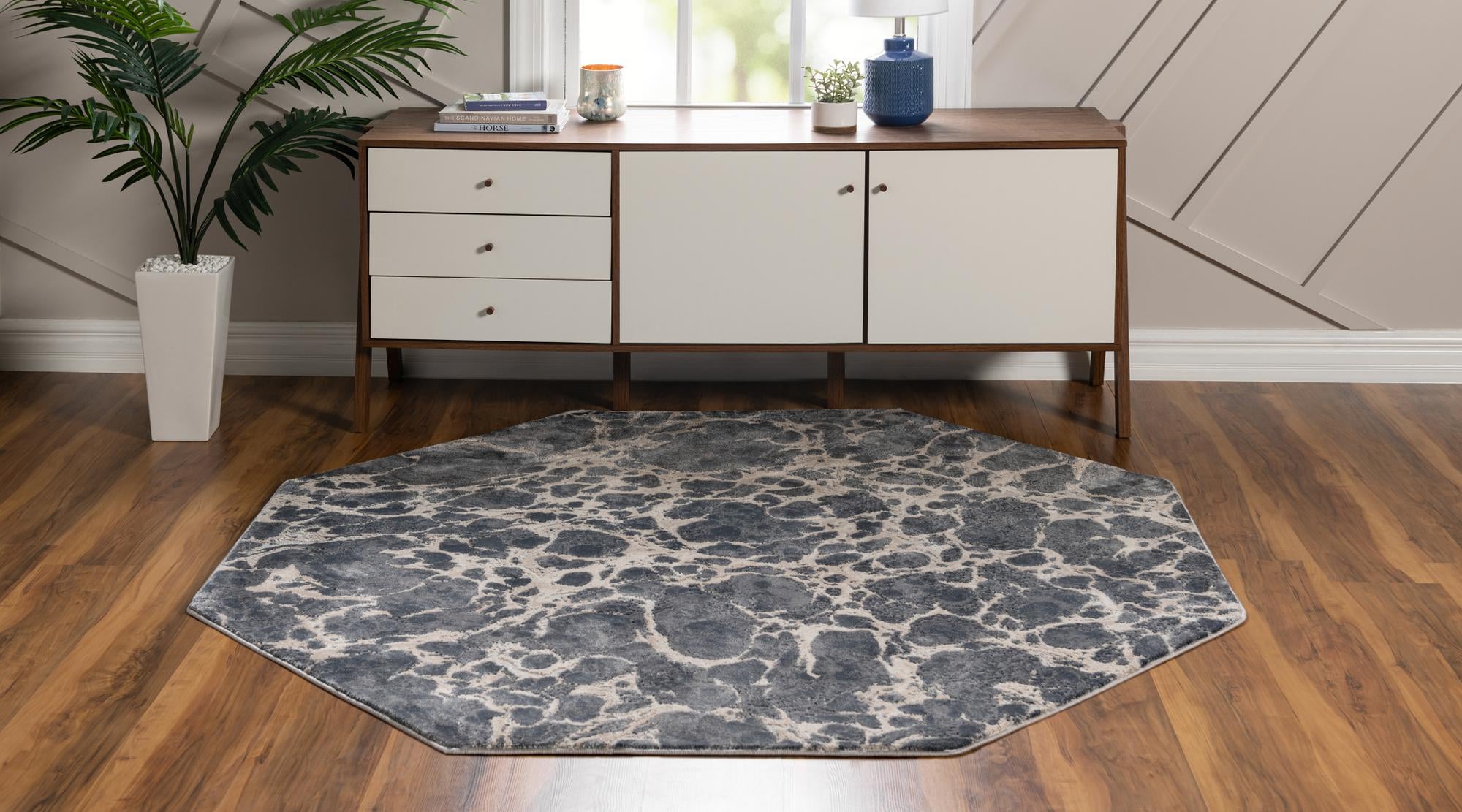 Gray 6' x 6' Oasis Octagon Rug | Rugs.com