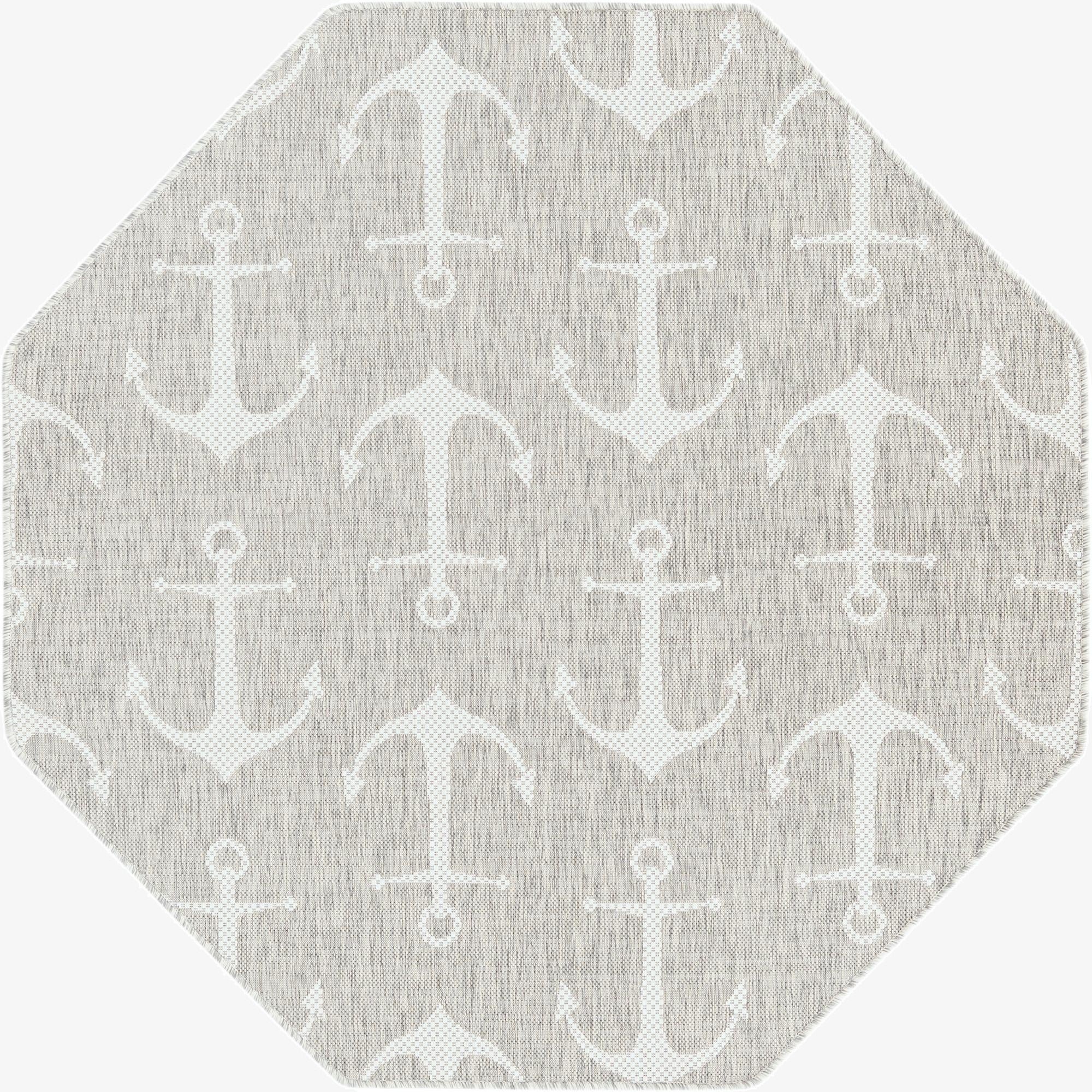  5' 3 x 5' 3  Washable Coastal Indoor / Outdoor Octagon Rug