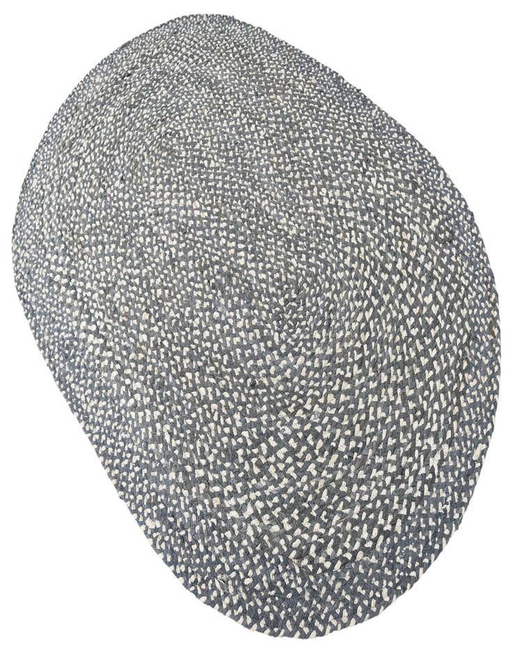 Detail image of  5' 1 x 8'  Hand Braided Chindi Oval Rug