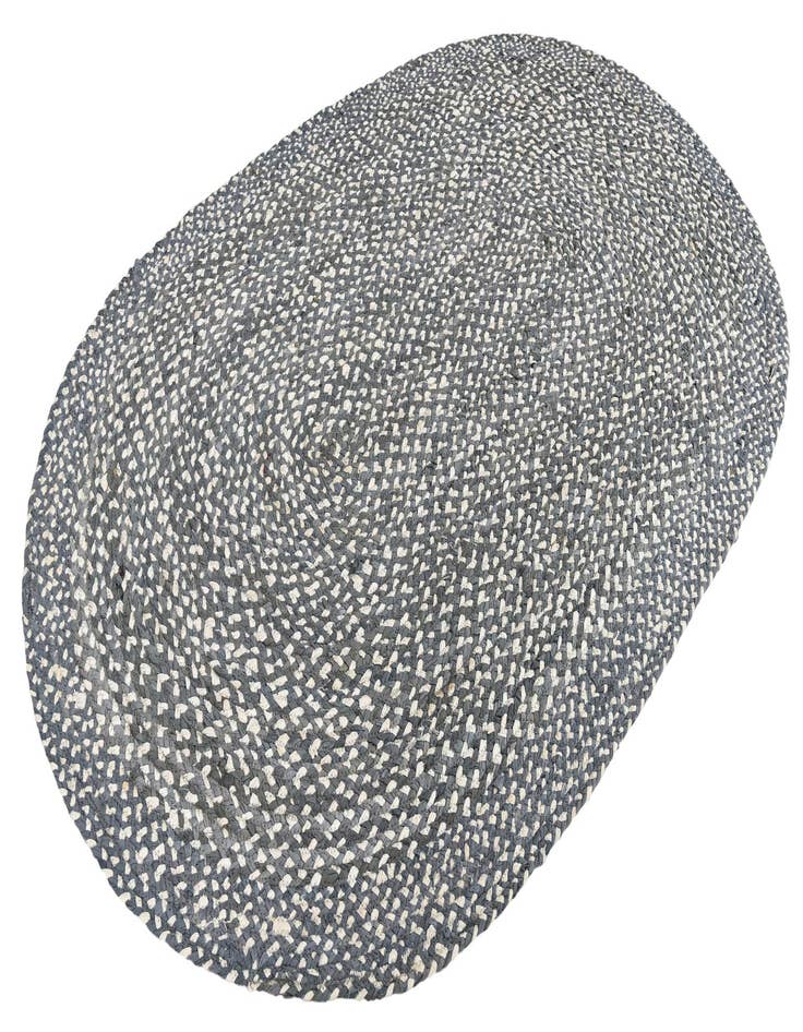 Detail image of  5' 1 x 8'  Hand Braided Chindi Oval Rug