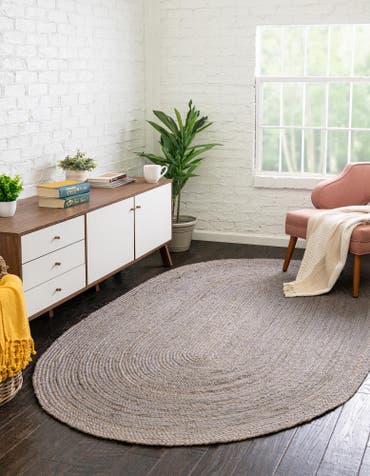  8' x 10'  Hand Braided Jute Oval Rug