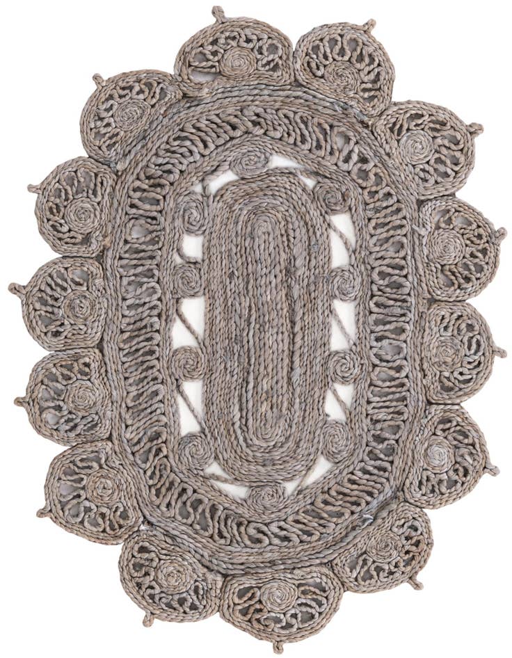 Detail image of  2' x 3' 1  Hand Braided Jute Oval Rug