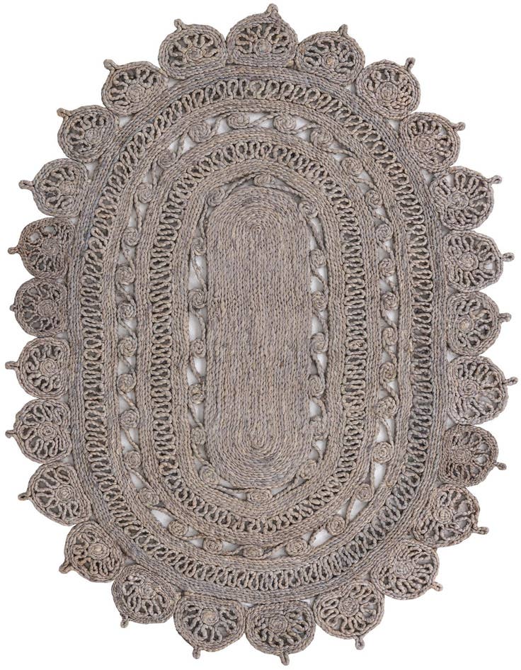 Detail image of  4' 1 x 6' 1  Hand Braided Jute Oval Rug