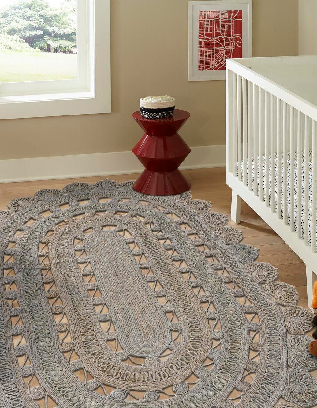Gray 5' 1 x 8' Hand Braided Jute Oval Rug | Rugs.com