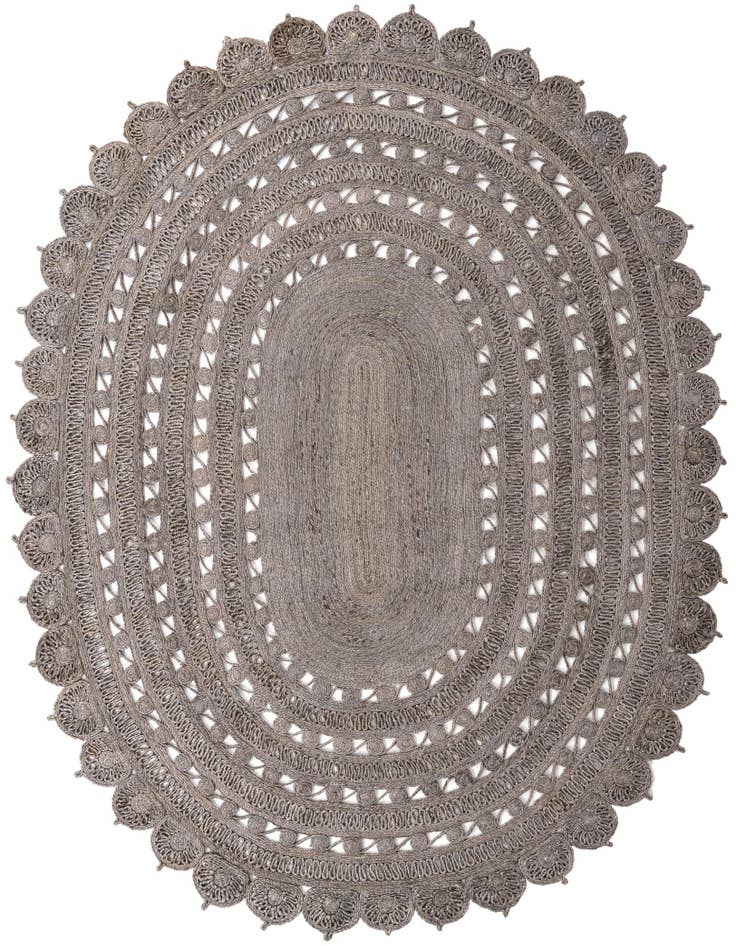 Detail image of  7' 10 x 10'  Hand Braided Jute Oval Rug