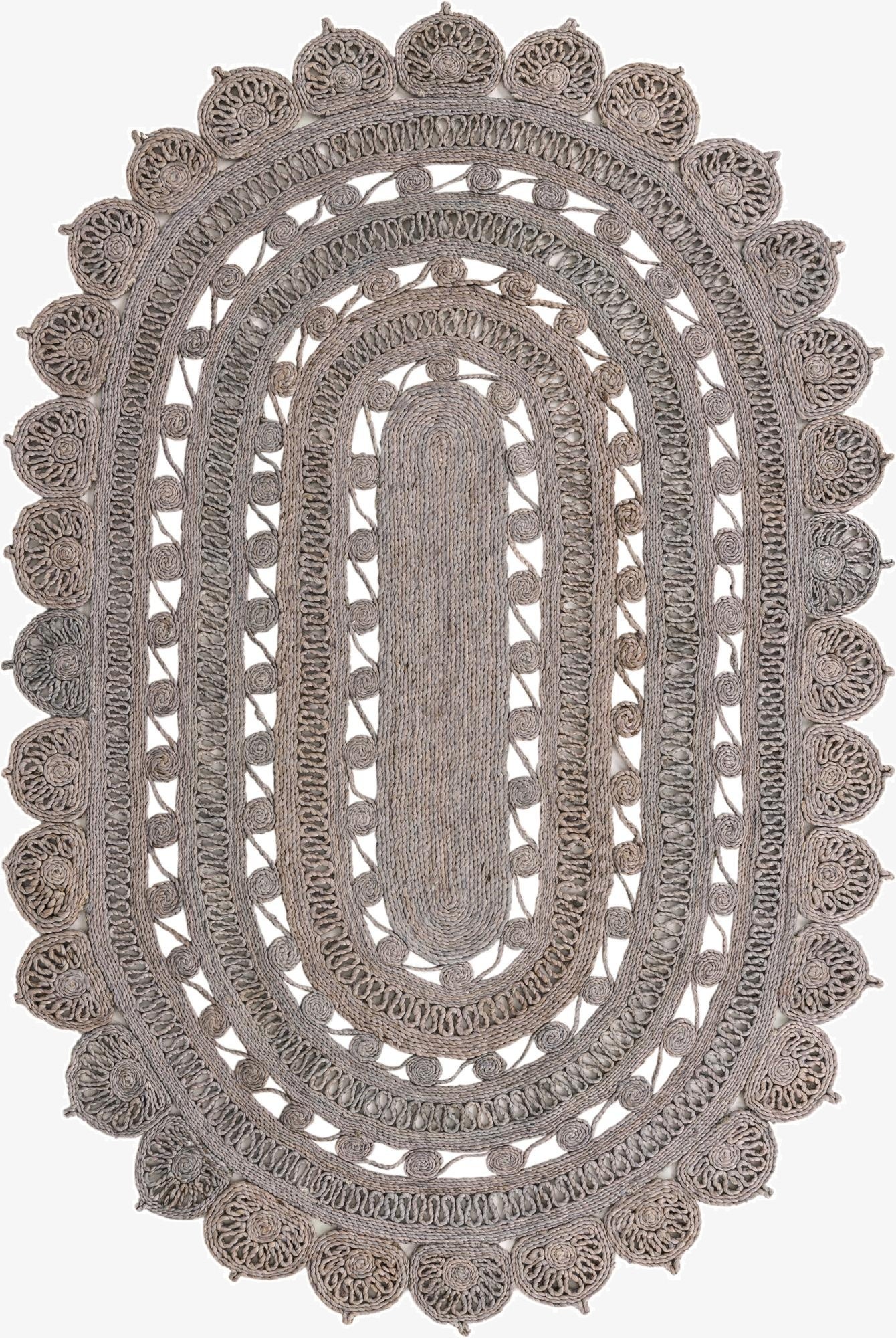  5' 1 x 8'  Hand Braided Jute Oval Rug