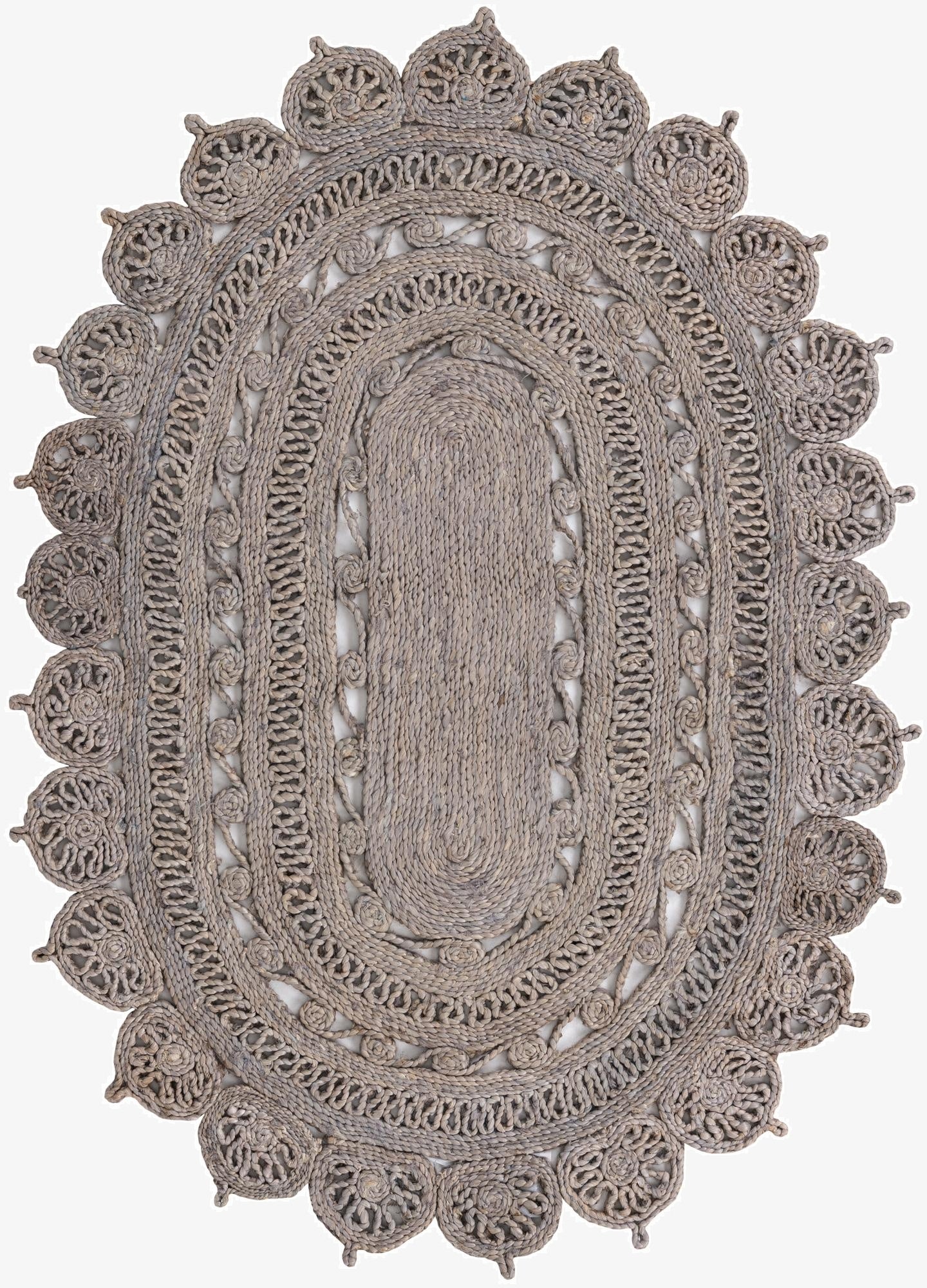  4' 1 x 6' 1  Hand Braided Jute Oval Rug