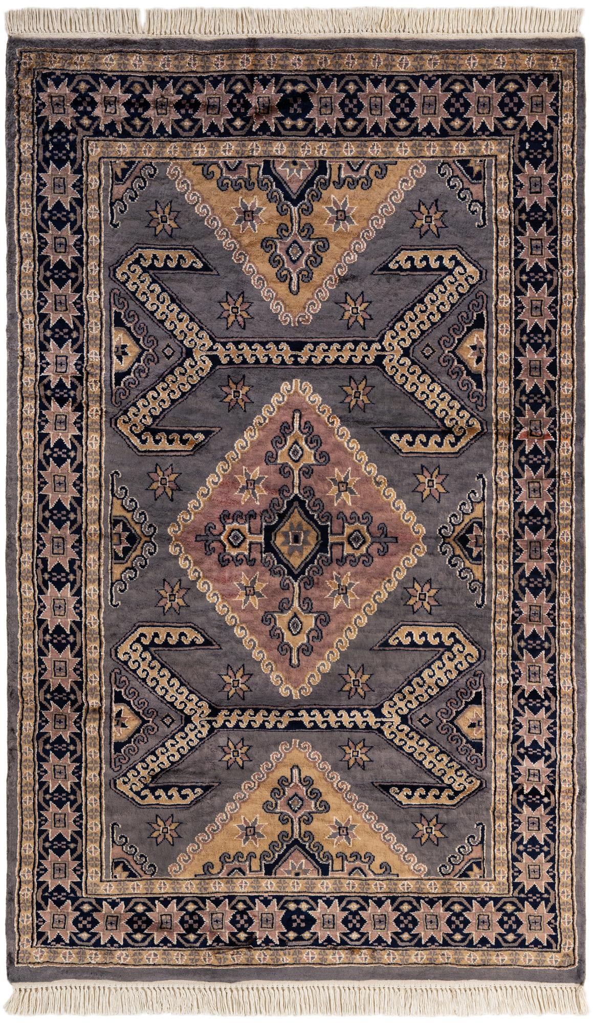  4' 2 x 6' 11  Hand Knotted Bokhara Oriental Rug