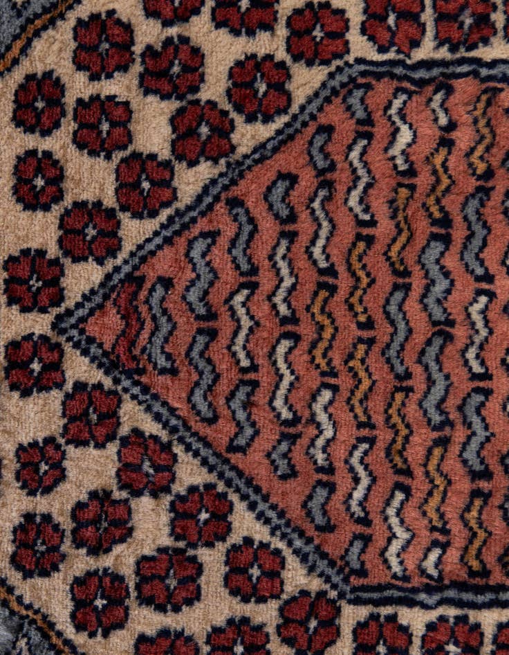 Detail image of  4' 2 x 6' 2  Hand Knotted Bokhara Oriental Wool Rug
