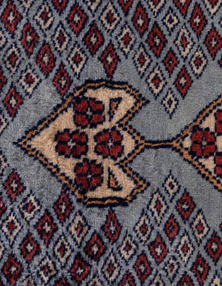 Detail image of  4' 2 x 6' 2  Hand Knotted Bokhara Oriental Wool Rug