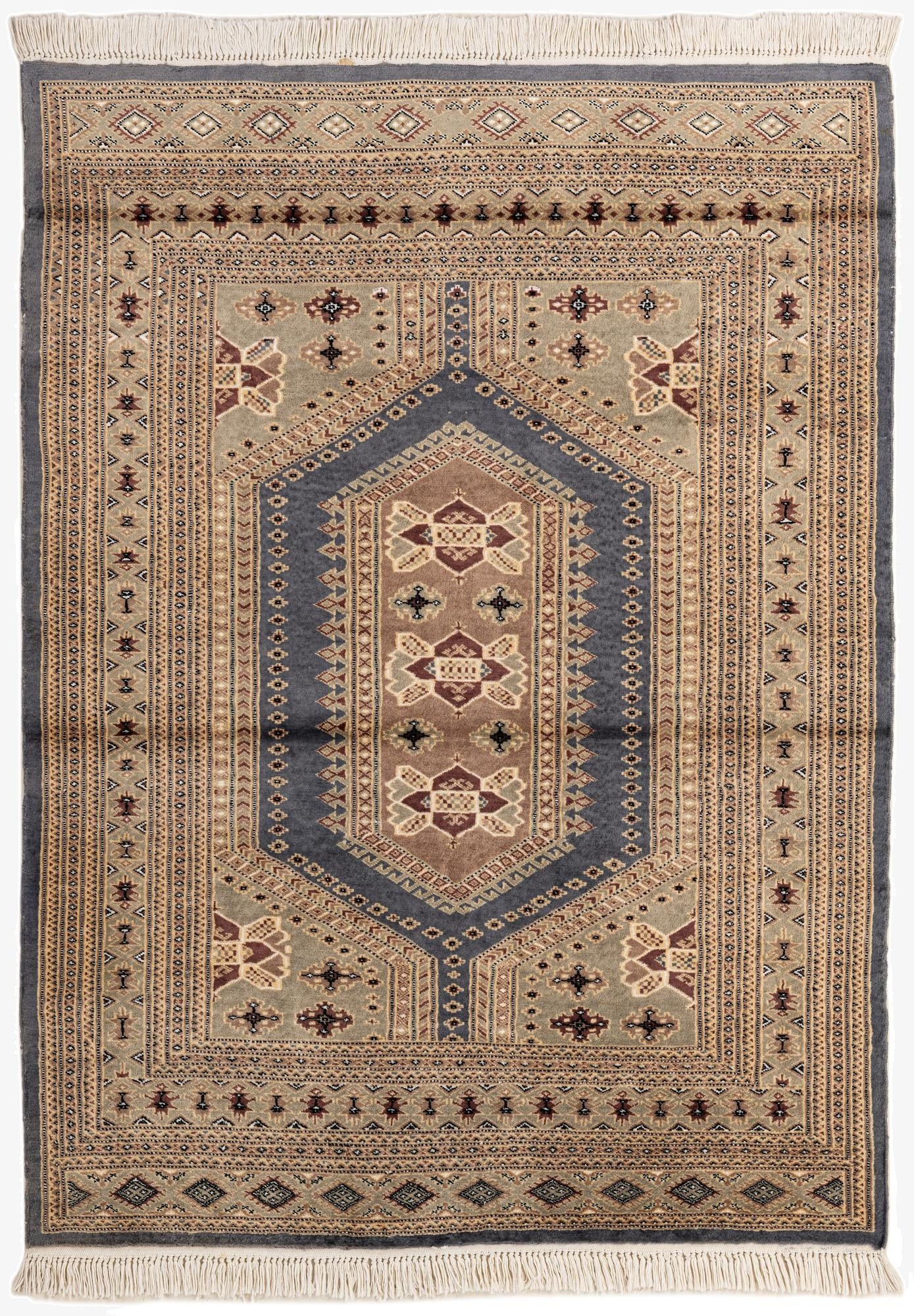  4' 2 x 5' 9  Hand Knotted Bokhara Oriental Rug