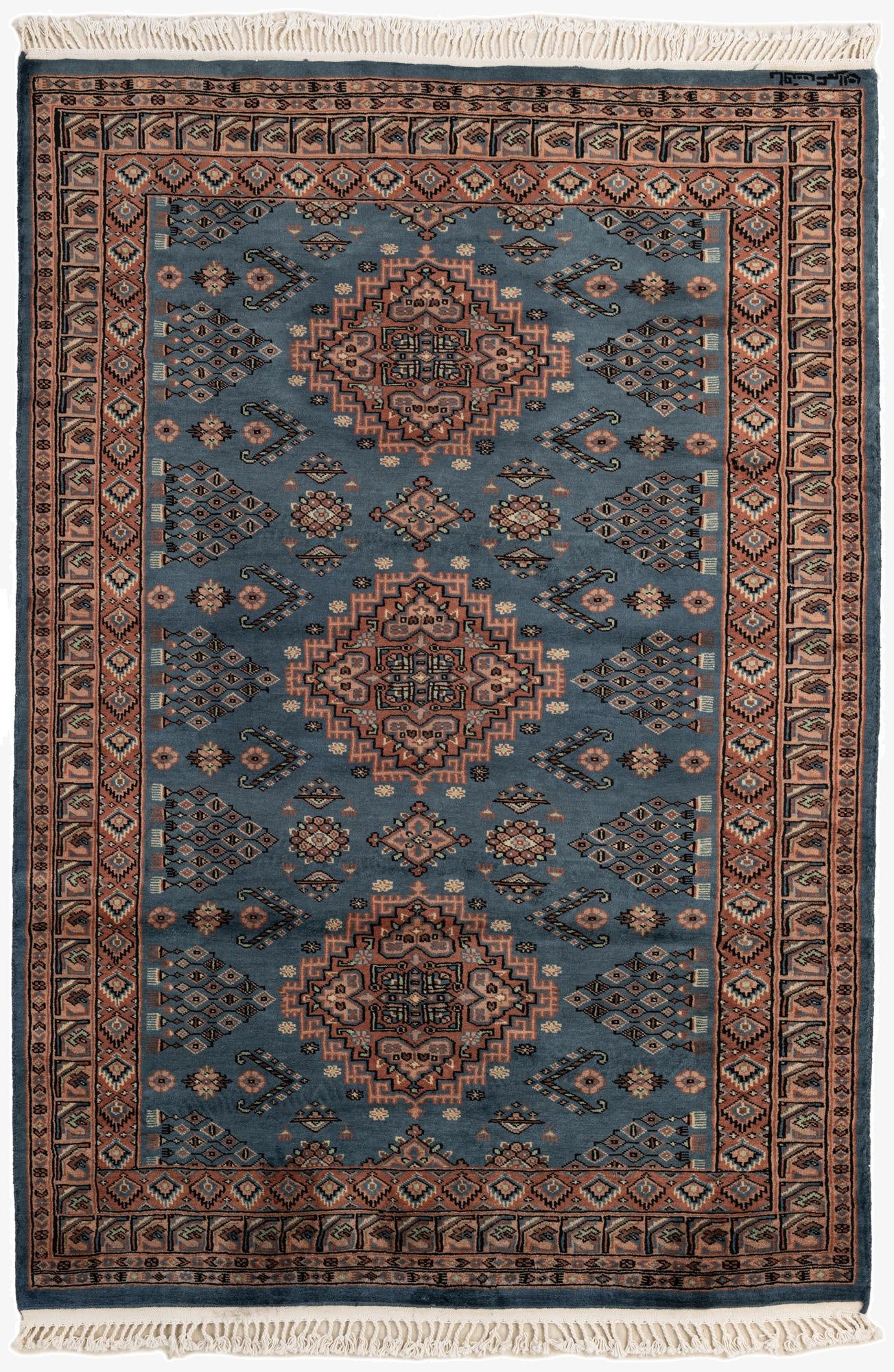  4' 2 x 6' 1  Hand Knotted Bokhara Oriental Wool Rug
