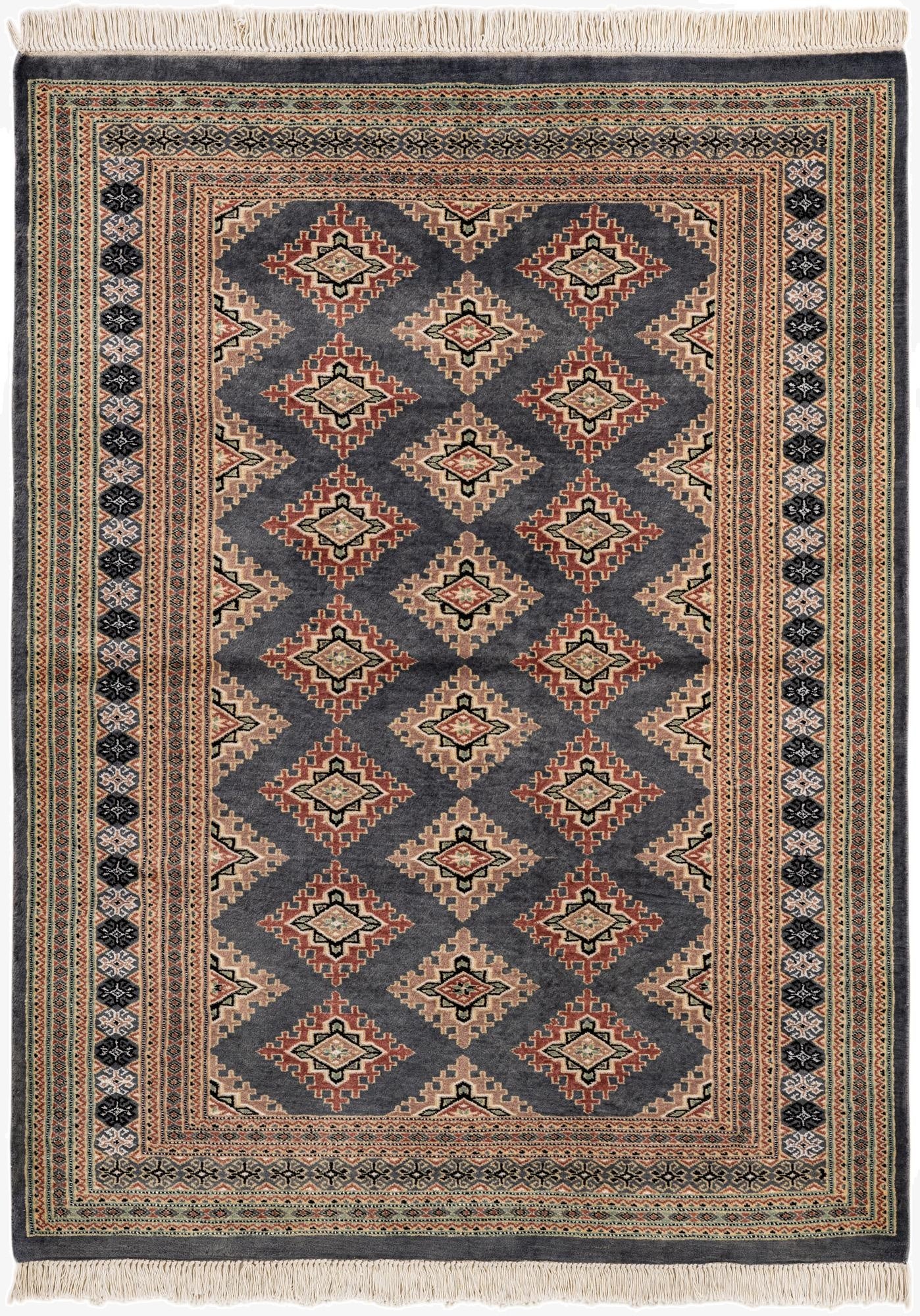  4' 2 x 5' 7  Hand Knotted Bokhara Oriental Rug