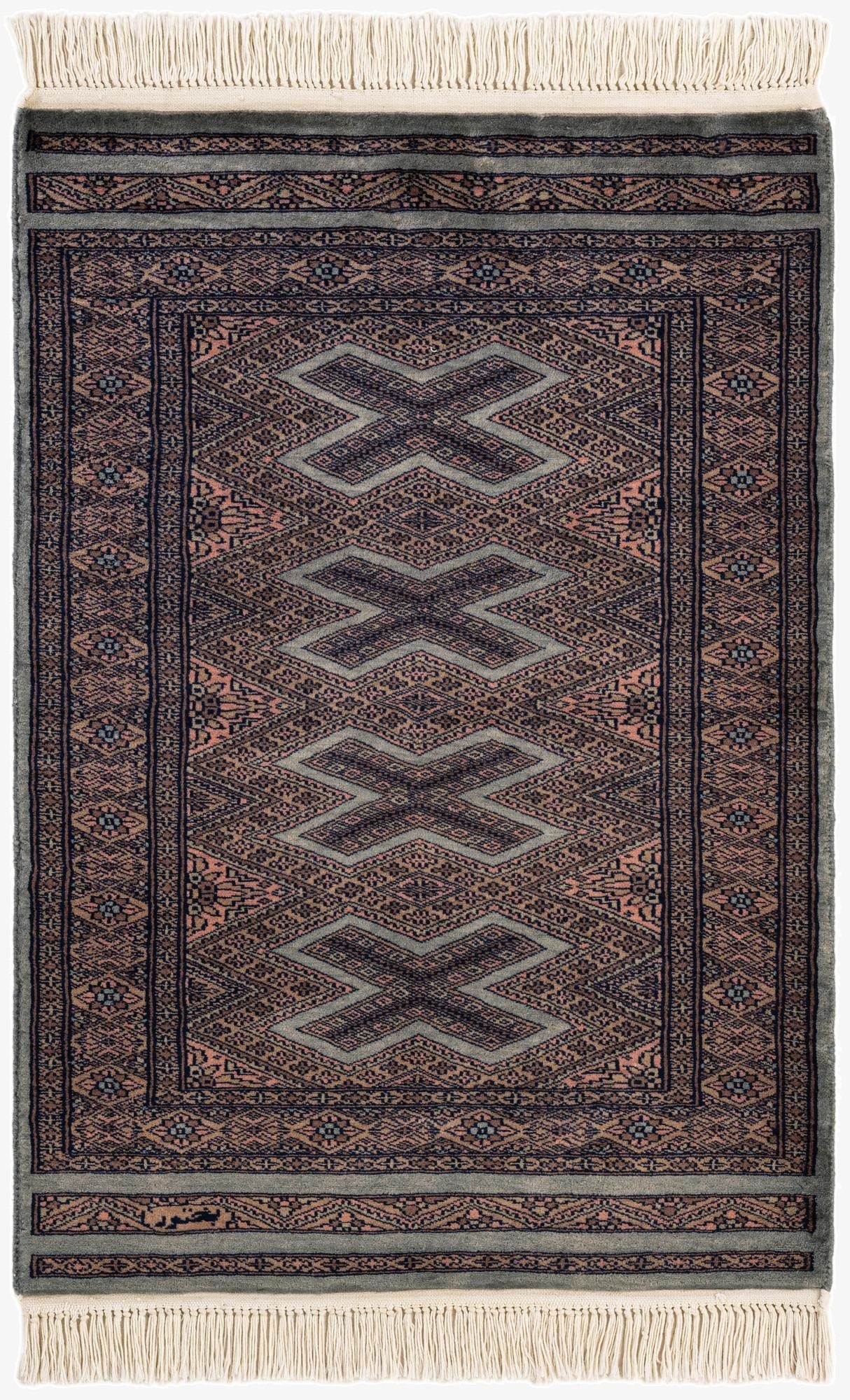  2' 7 x 3' 10  Hand Knotted Bokhara Oriental Wool Rug