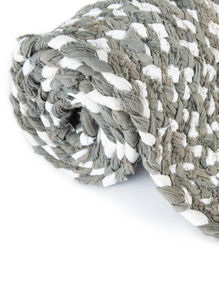 Detail image of  4' 1 x 5'  Hand Braided Chindi Rug