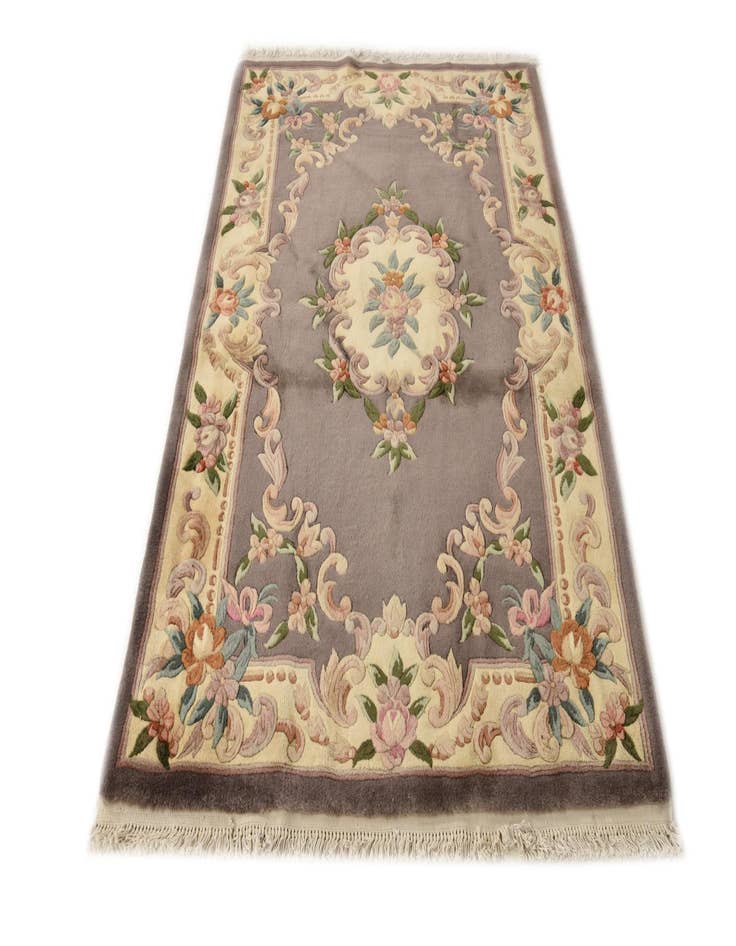 Detail image of 4' 1 x 6' 3 Hand Knotted Carved Pekin Wool Rug