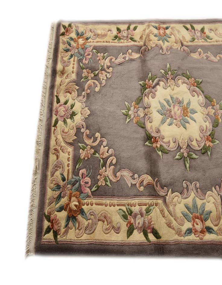 Detail image of 4' 1 x 6' 3 Hand Knotted Carved Pekin Wool Rug