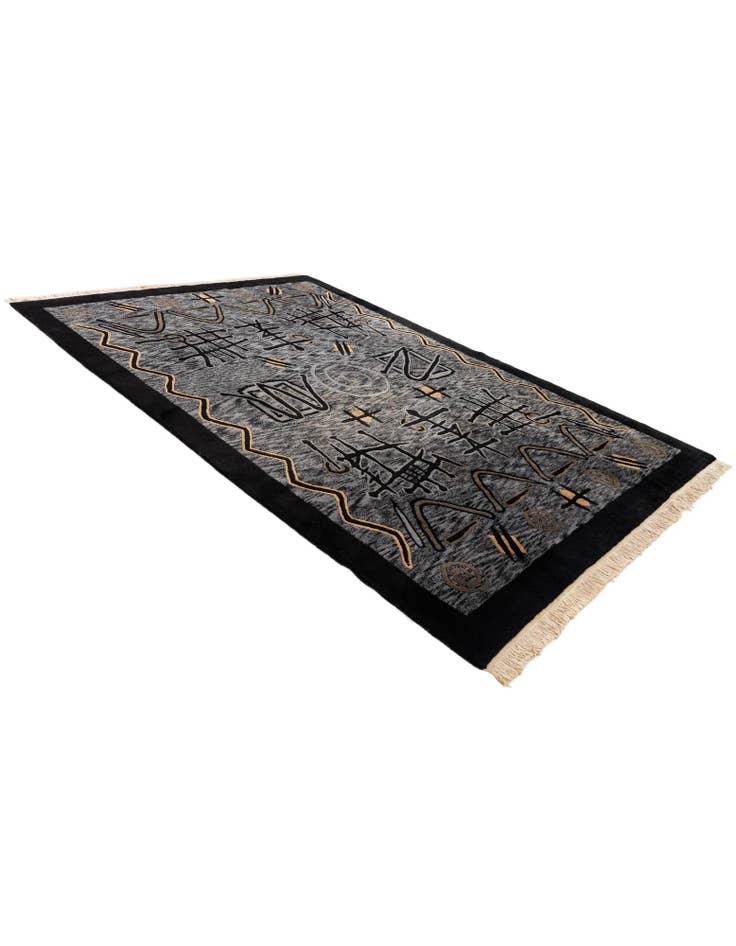 Detail image of  6' 8 x 9' 9  Hand Knotted Carved Pekin Wool Rug