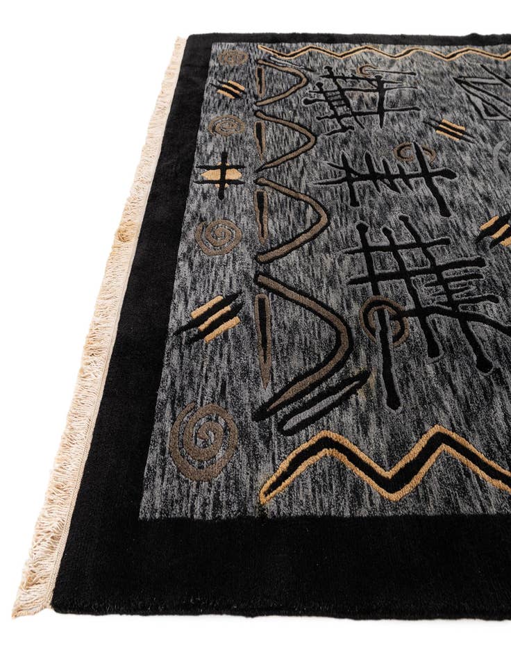 Detail image of  6' 8 x 9' 9  Hand Knotted Carved Pekin Wool Rug