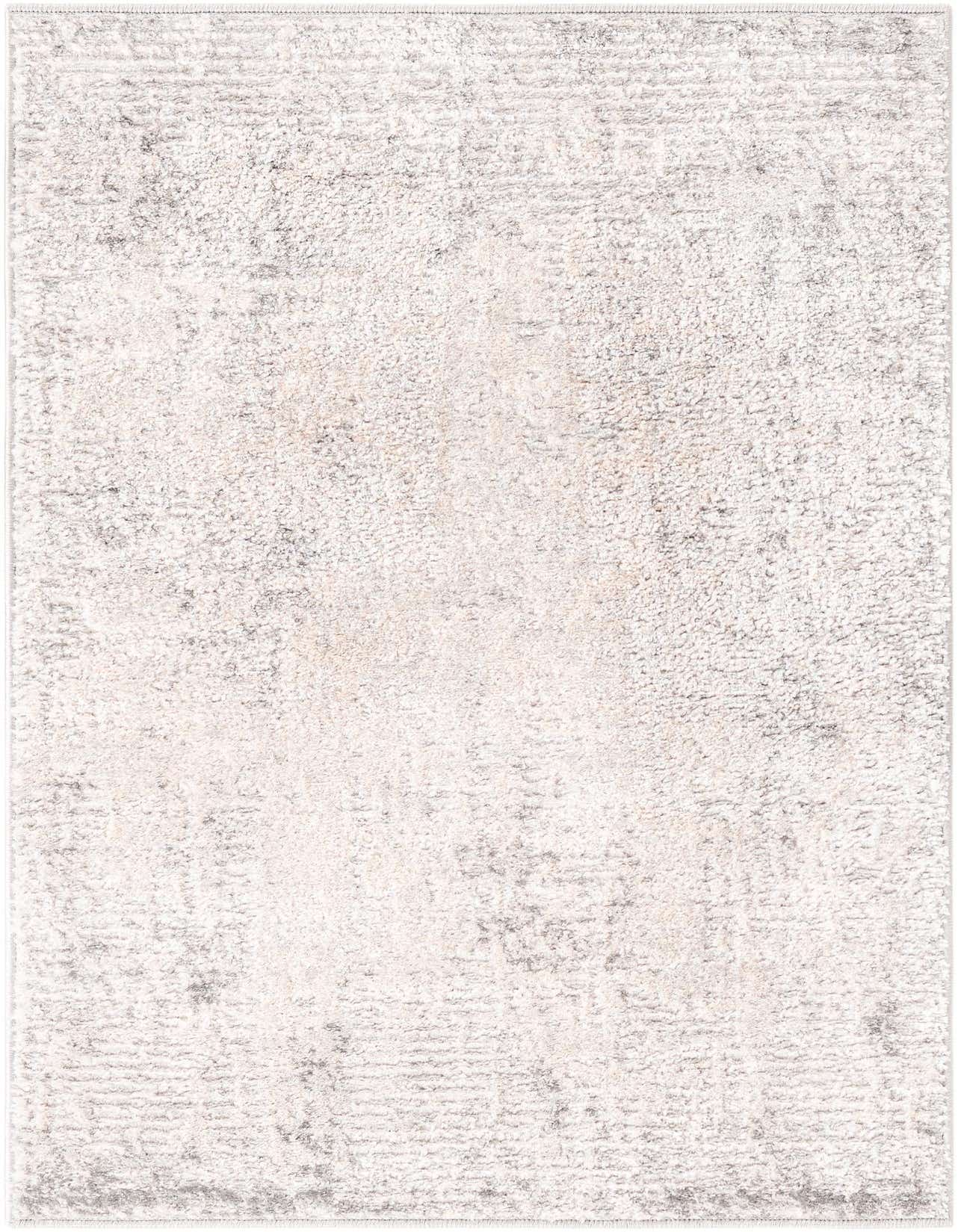 A 2x3 rectangular Rugs.com Caspian rug featuring an abstract, textured pattern in various shades of gray and silver.