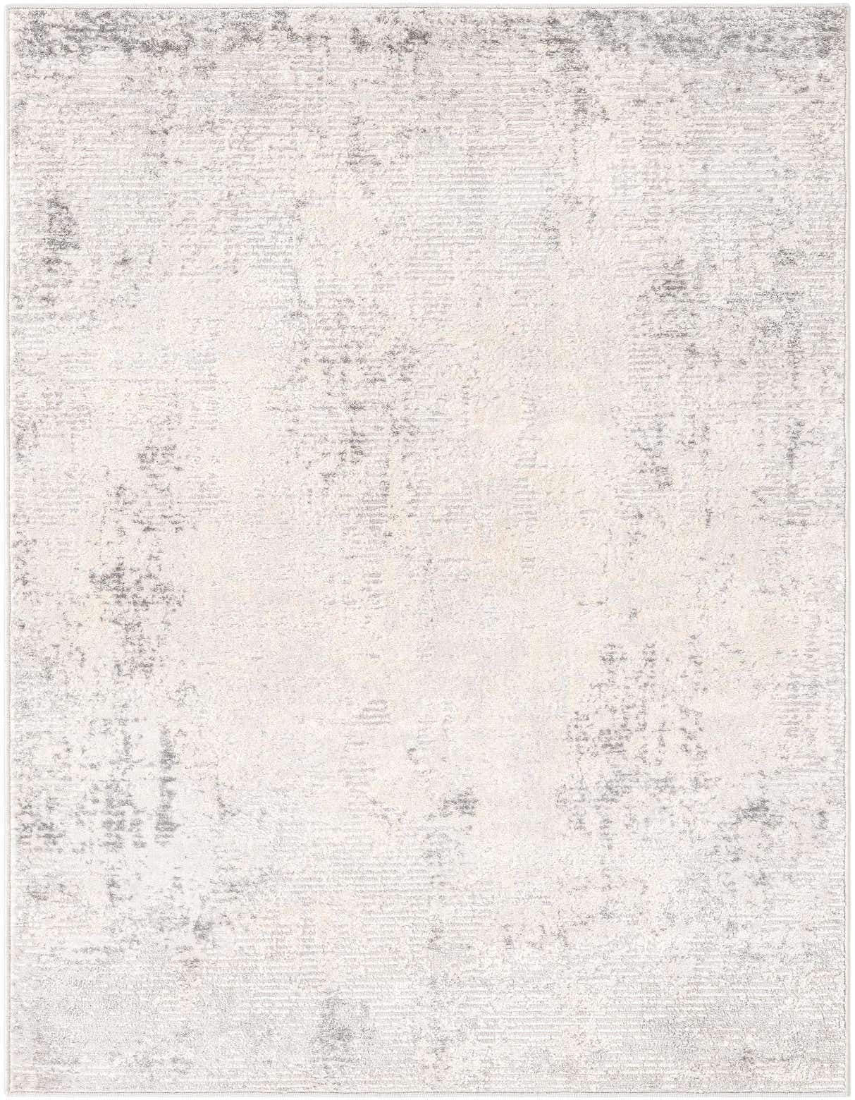 A 3x5 rectangular Rugs.com Caspian rug featuring an abstract modern pattern in shades of gray and silver with a textured pile.