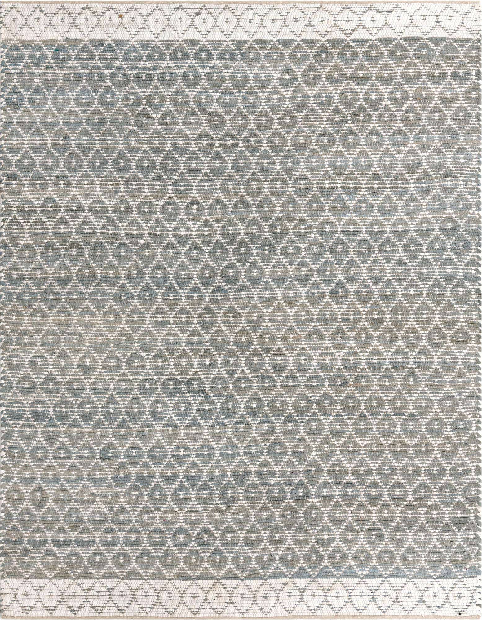 8x10 rectangular gray and white jute rug with a subtle geometric trellis pattern, suitable for a living room.
