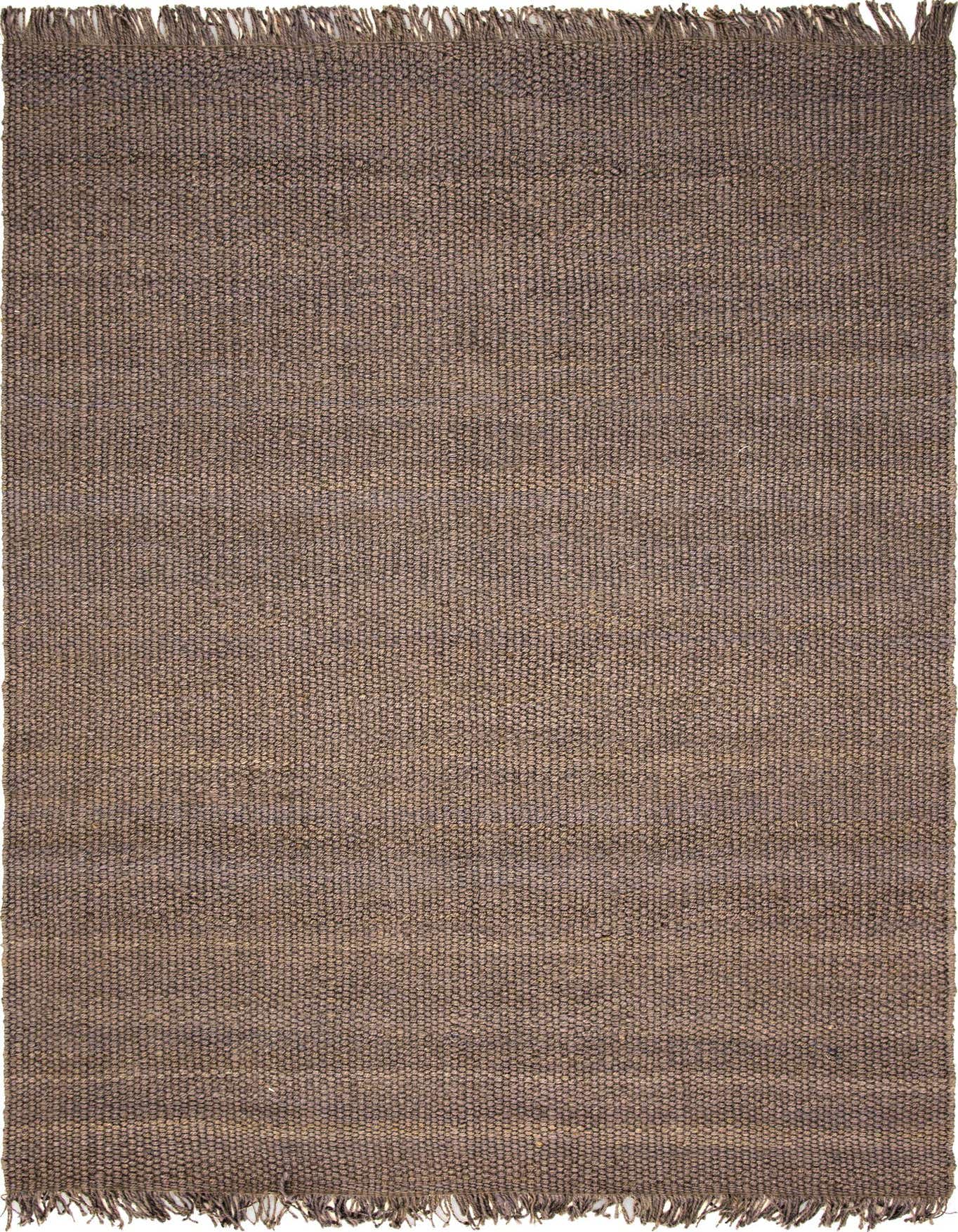 A 9x12 rectangular Chunky Jute rug in a solid gray color with a textured, flatweave surface and fringed ends, suitable for a living room.