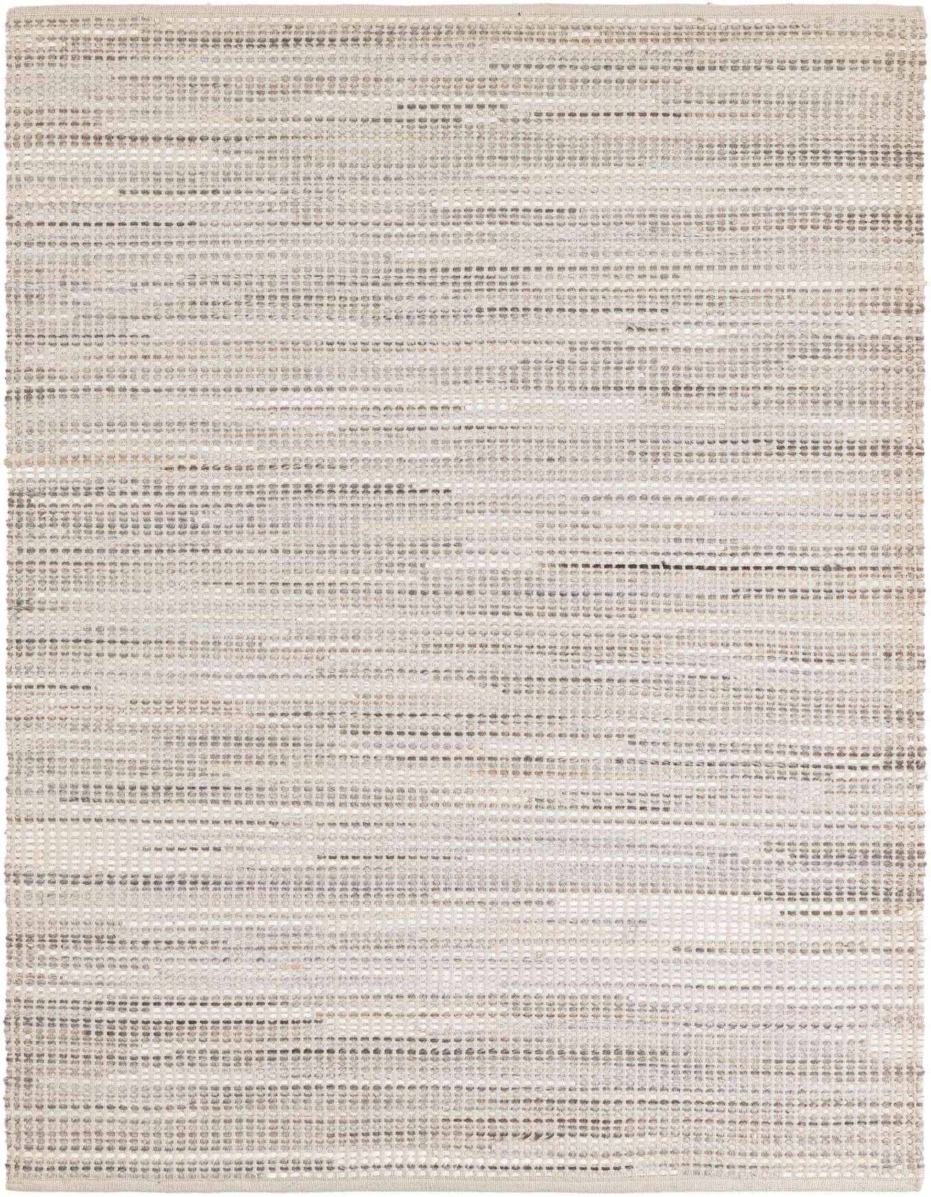 A 4x6 rectangular Cowhide Leather rug in shades of gray and silver with a modern, abstract striped pattern, suitable for a living room.