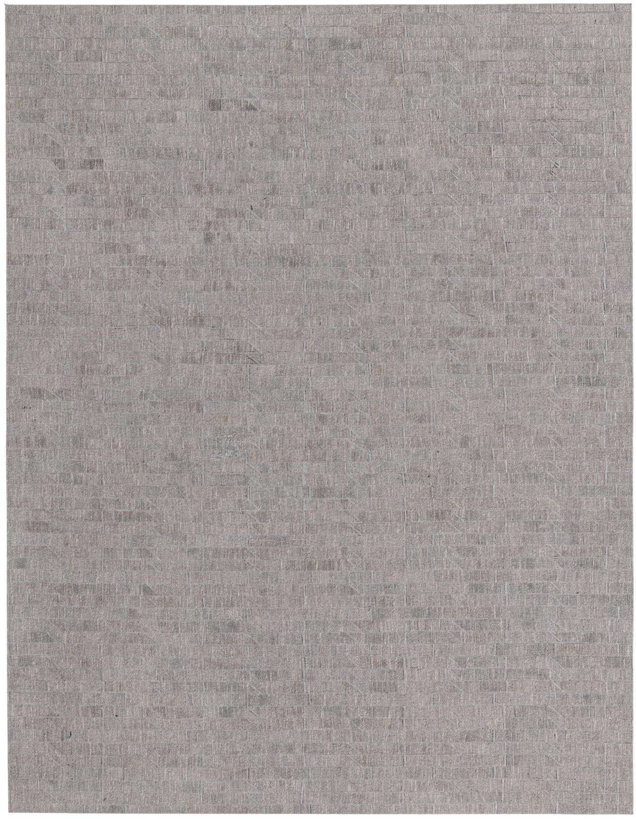 A 5x8 rectangular gray modern abstract rug made from cowhide and leather, suitable for indoor spaces.
