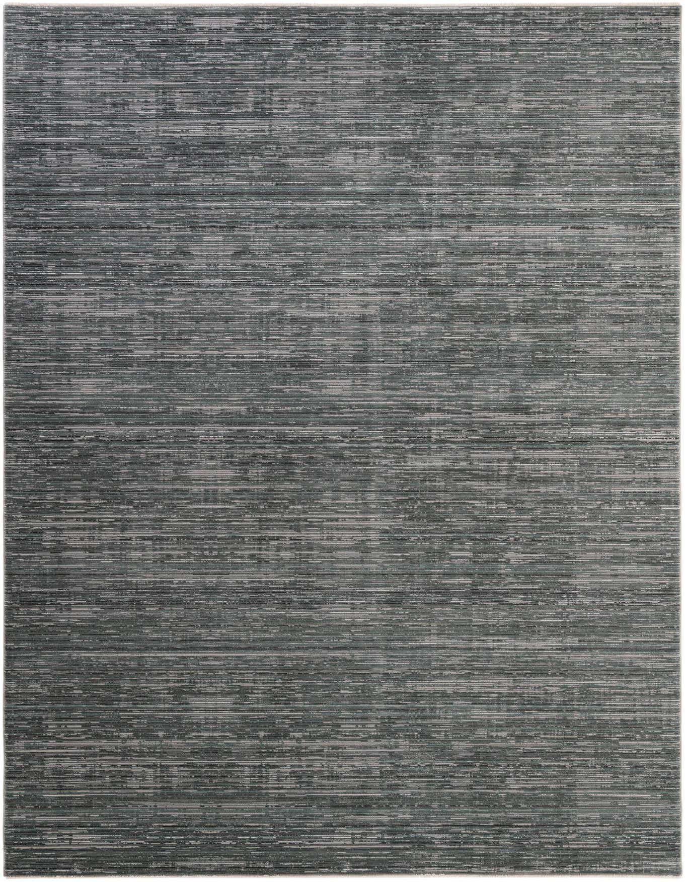 A 7x10 rectangular Deepa Collection modern area rug in varying shades of gray and silver with a textured, linear pattern.