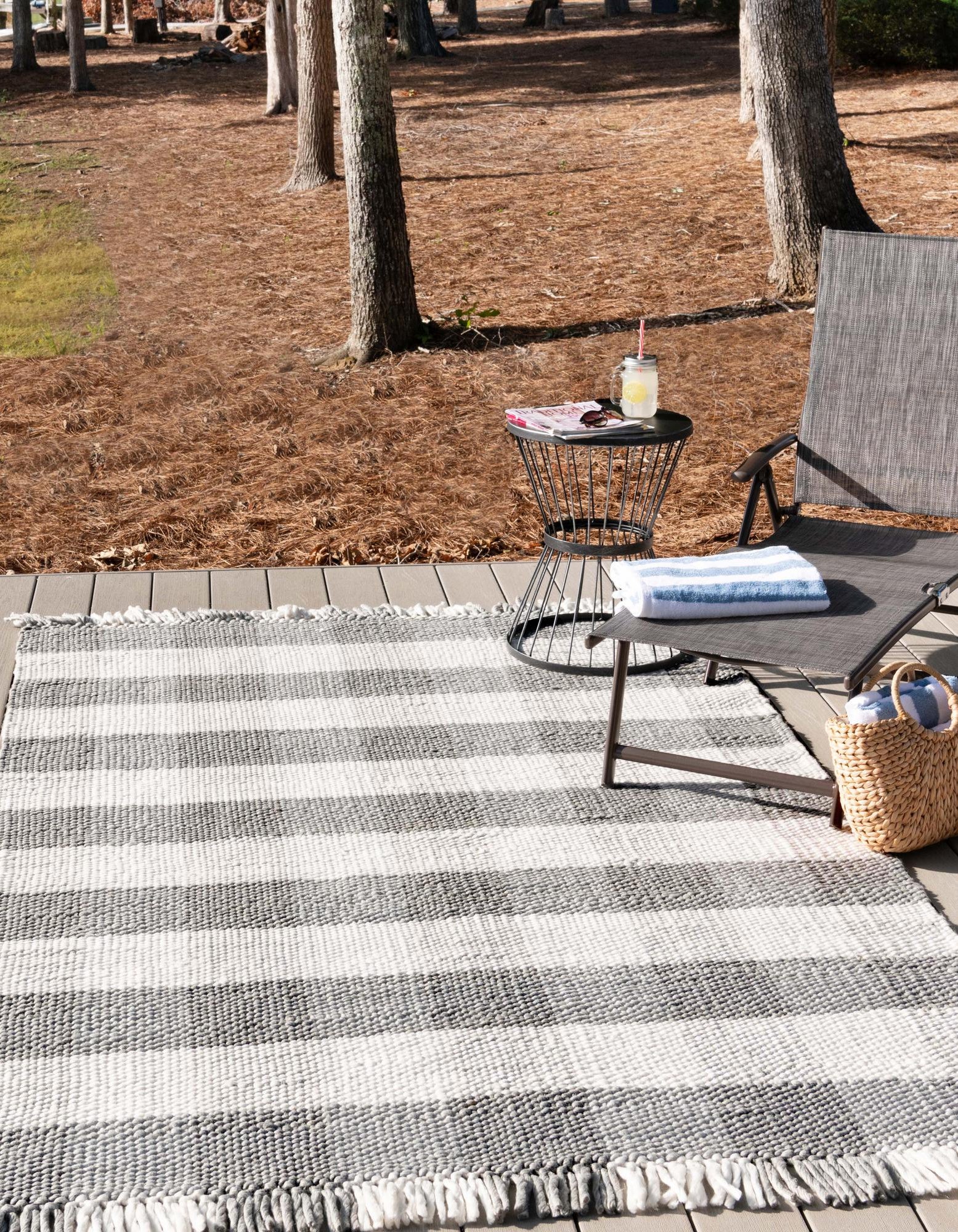 Gray 5' 3 x 8' Eco Plaid Indoor Washable Indoor / Outdoor Rug | Rugs.com