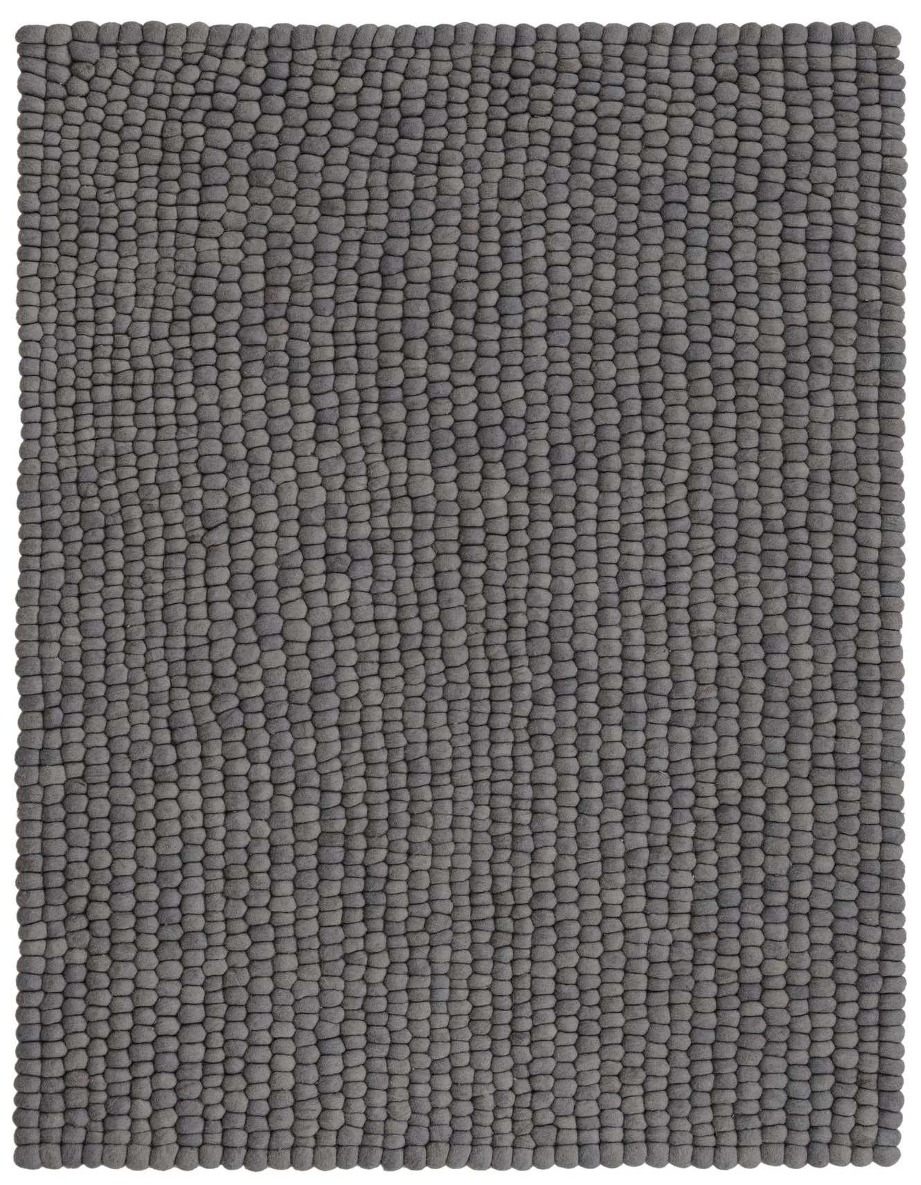 A 4x6 rectangular gray Felt Ball rug with a textured, pebble-like shag pile, suitable for a living room or bedroom.