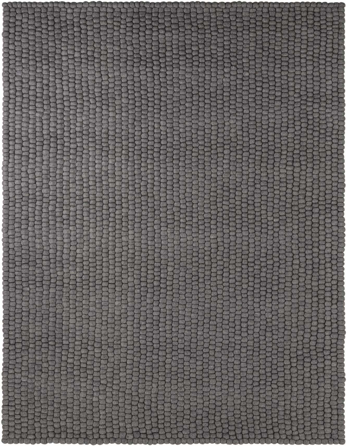 A 6x9 rectangular gray Felt Ball rug with a textured, modern shag pile, ideal for a living room or bedroom.