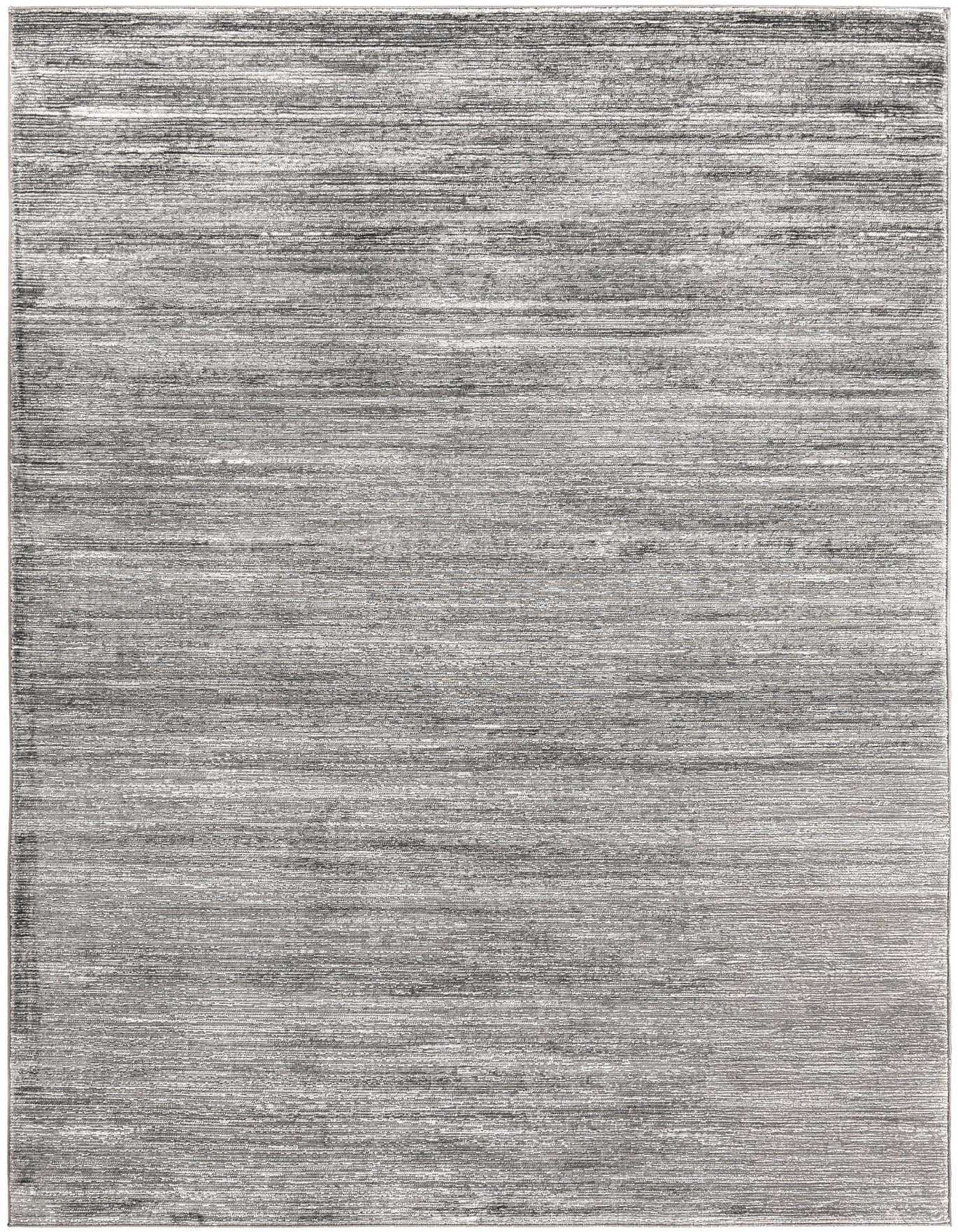 A 6x9 rectangular gray area rug with a subtle striped high/low textured pile, ideal for a modern living room.