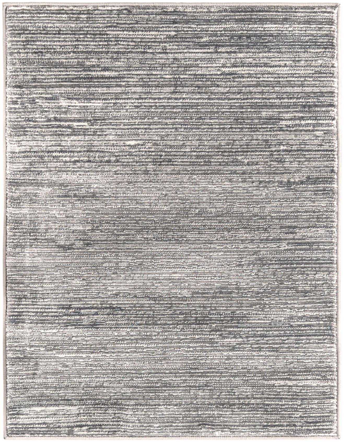 A 2x3 rectangular Finsbury rug in varying shades of gray, featuring a modern textured high/low pile pattern.