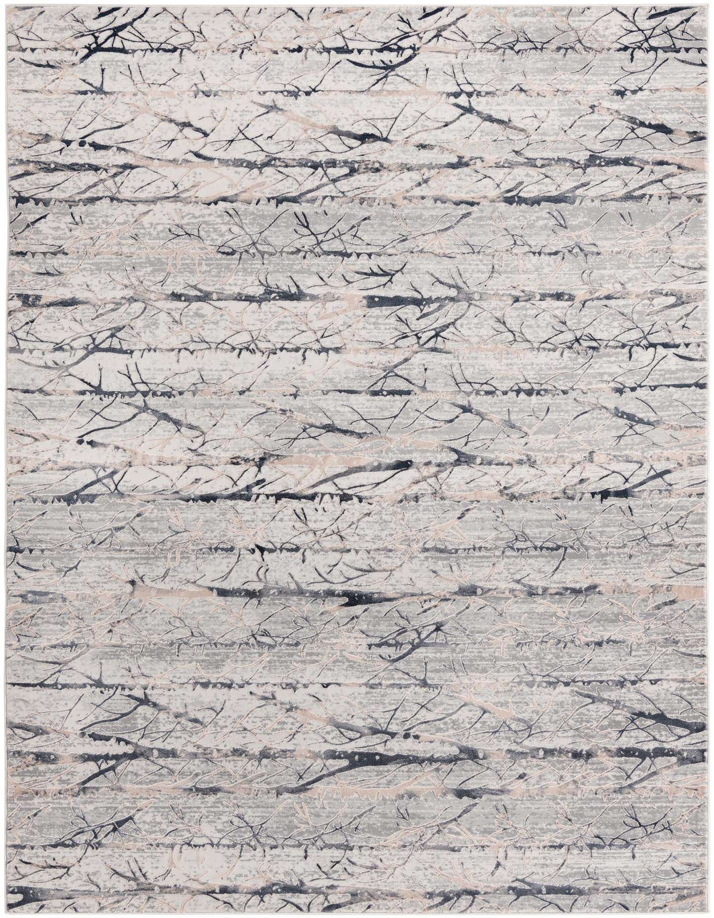 A 7x10 rectangular gray modern rug with a subtle stripe pattern and textured high/low pile.