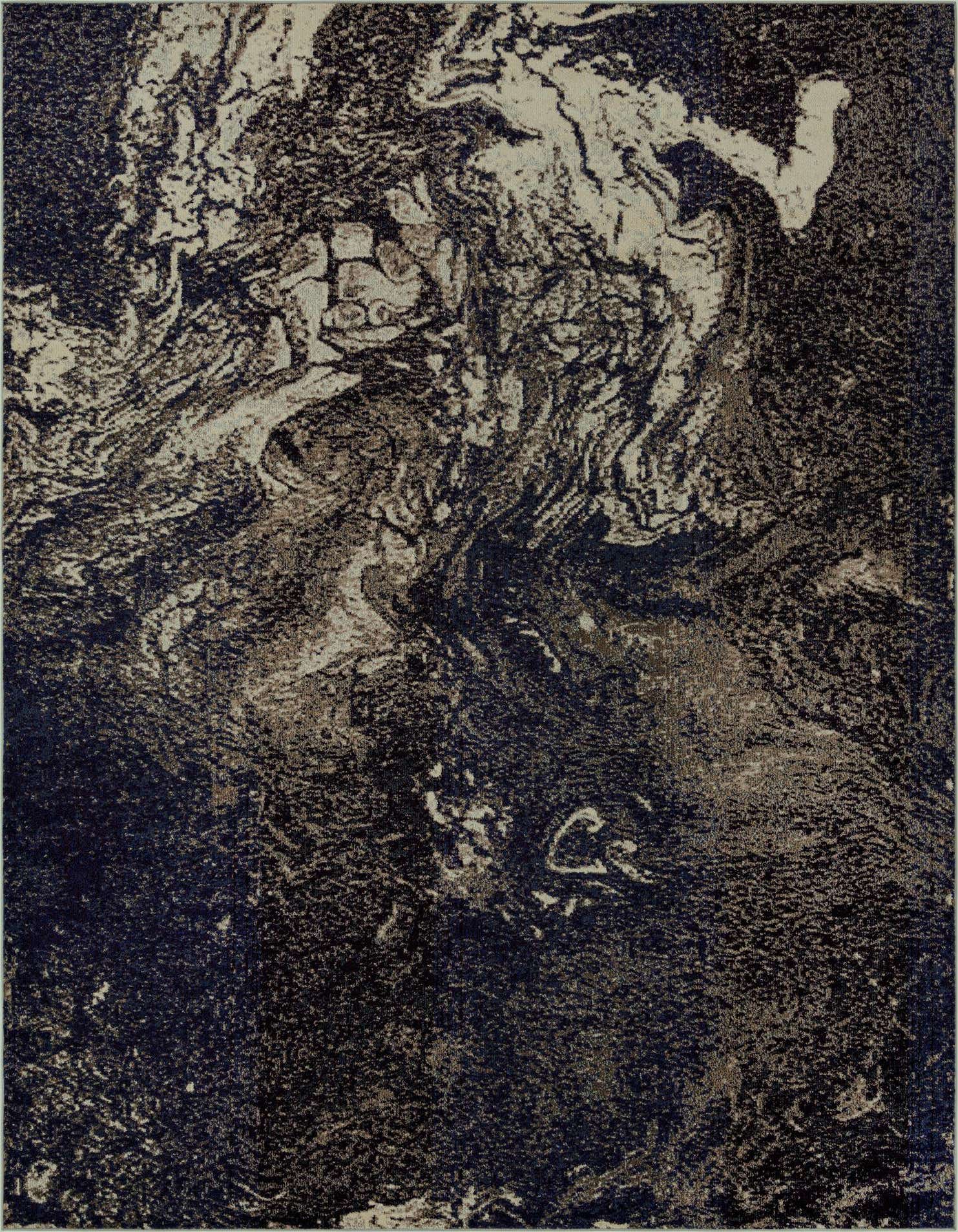 A 9x12 rectangular Haerfest rug featuring an abstract, industrial pattern in varying shades of gray, silver, and dark charcoal.