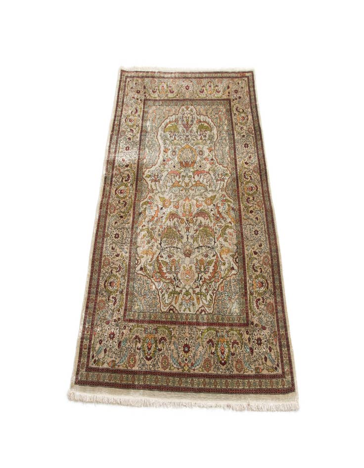 Detail image of  3' 4 x 5' 1  Hand Knotted Hereke Silk Rug