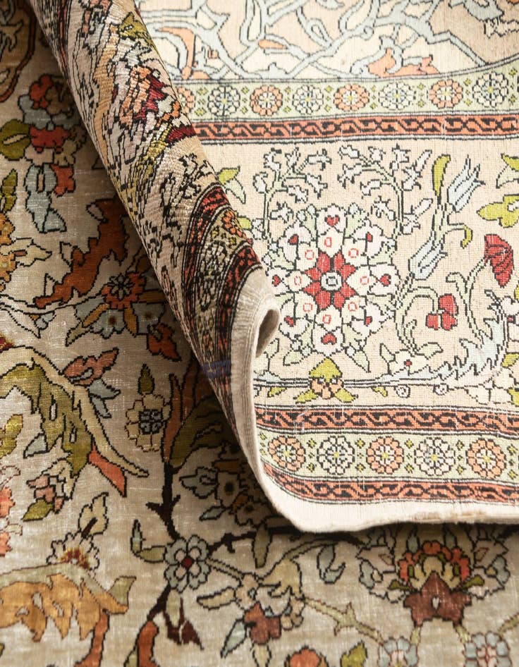 Detail image of  3' 4 x 5' 1  Hand Knotted Hereke Silk Rug