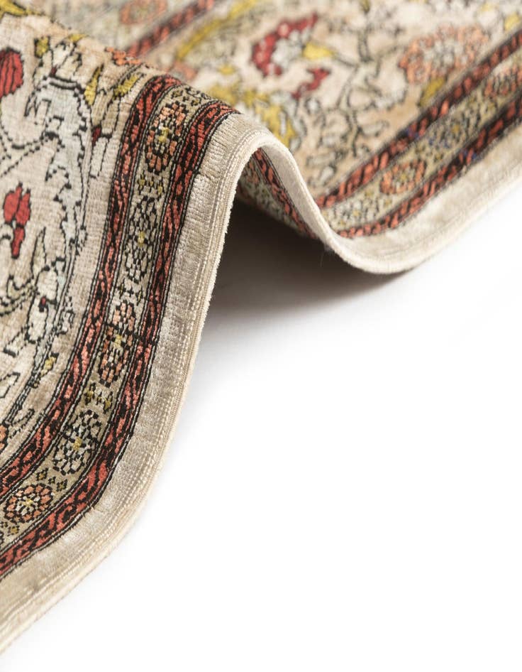 Detail image of  3' 4 x 5' 1  Hand Knotted Hereke Silk Rug