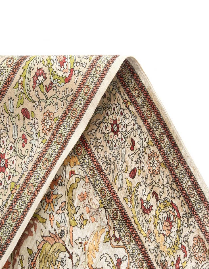 Detail image of  3' 4 x 5' 1  Hand Knotted Hereke Silk Rug