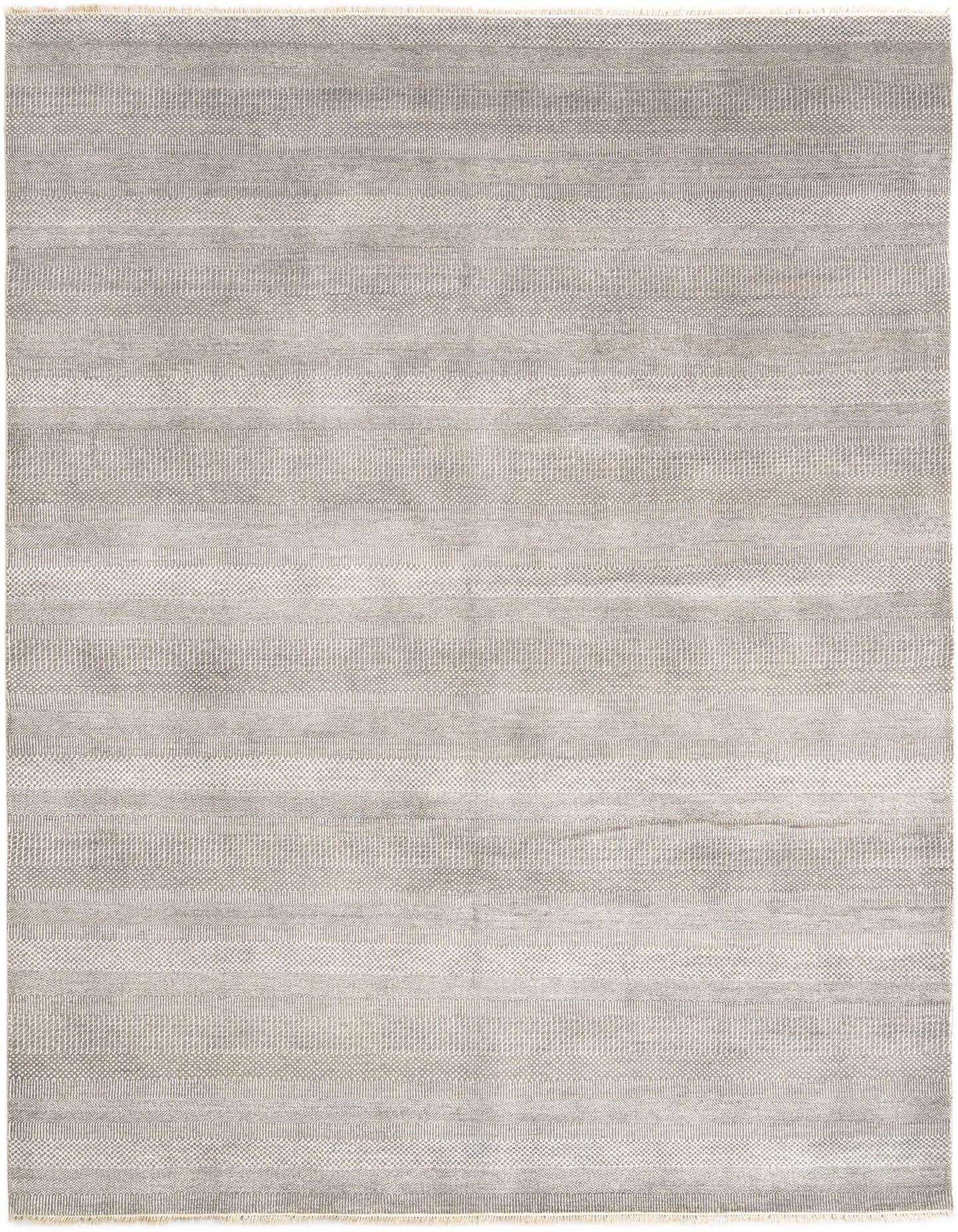 A 9x12 rectangular gray Persian wool rug with subtle striped patterns, perfect for a living room.