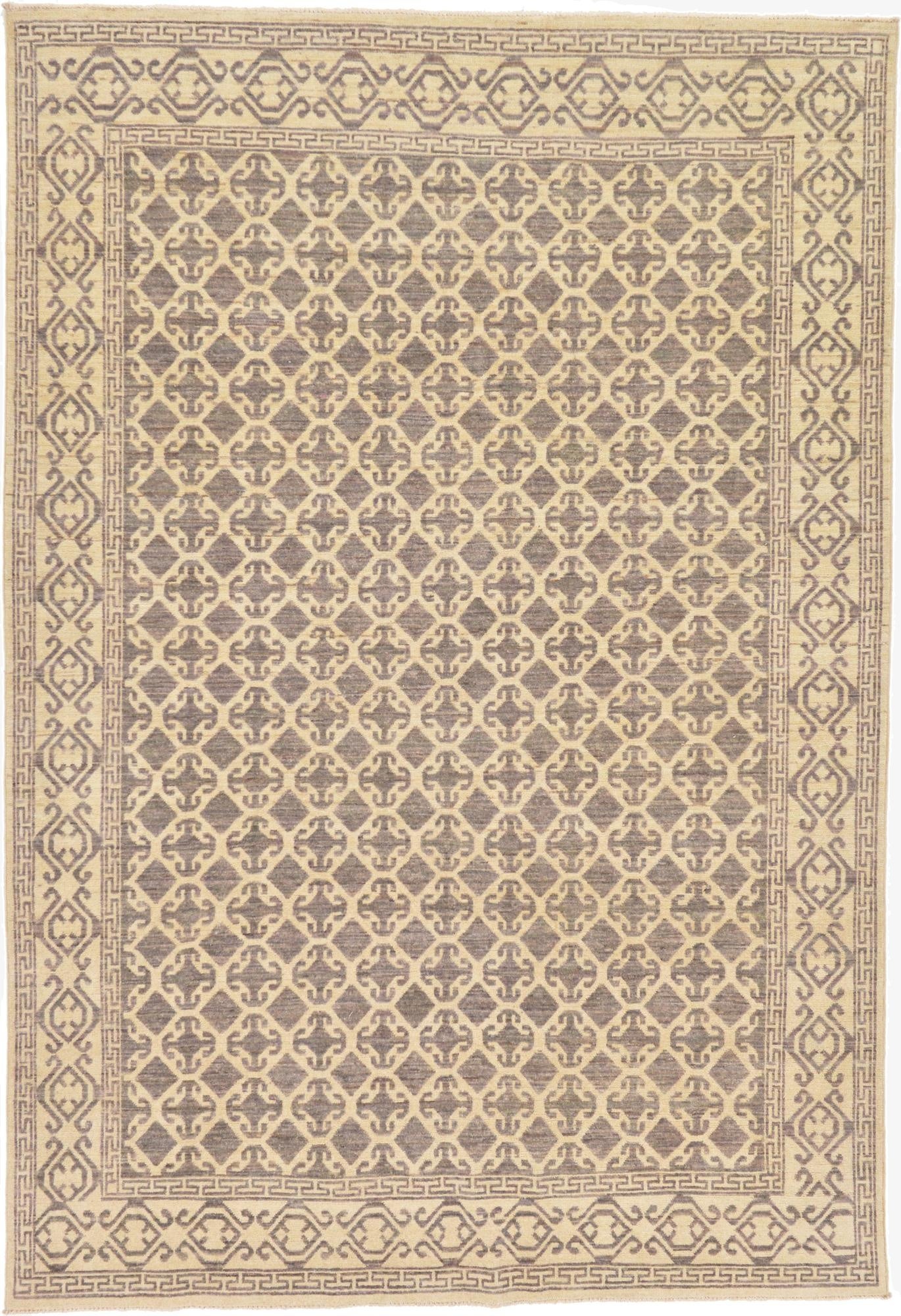  6' 7 x 9' 7  Hand Knotted Khotan Ziegler Rug