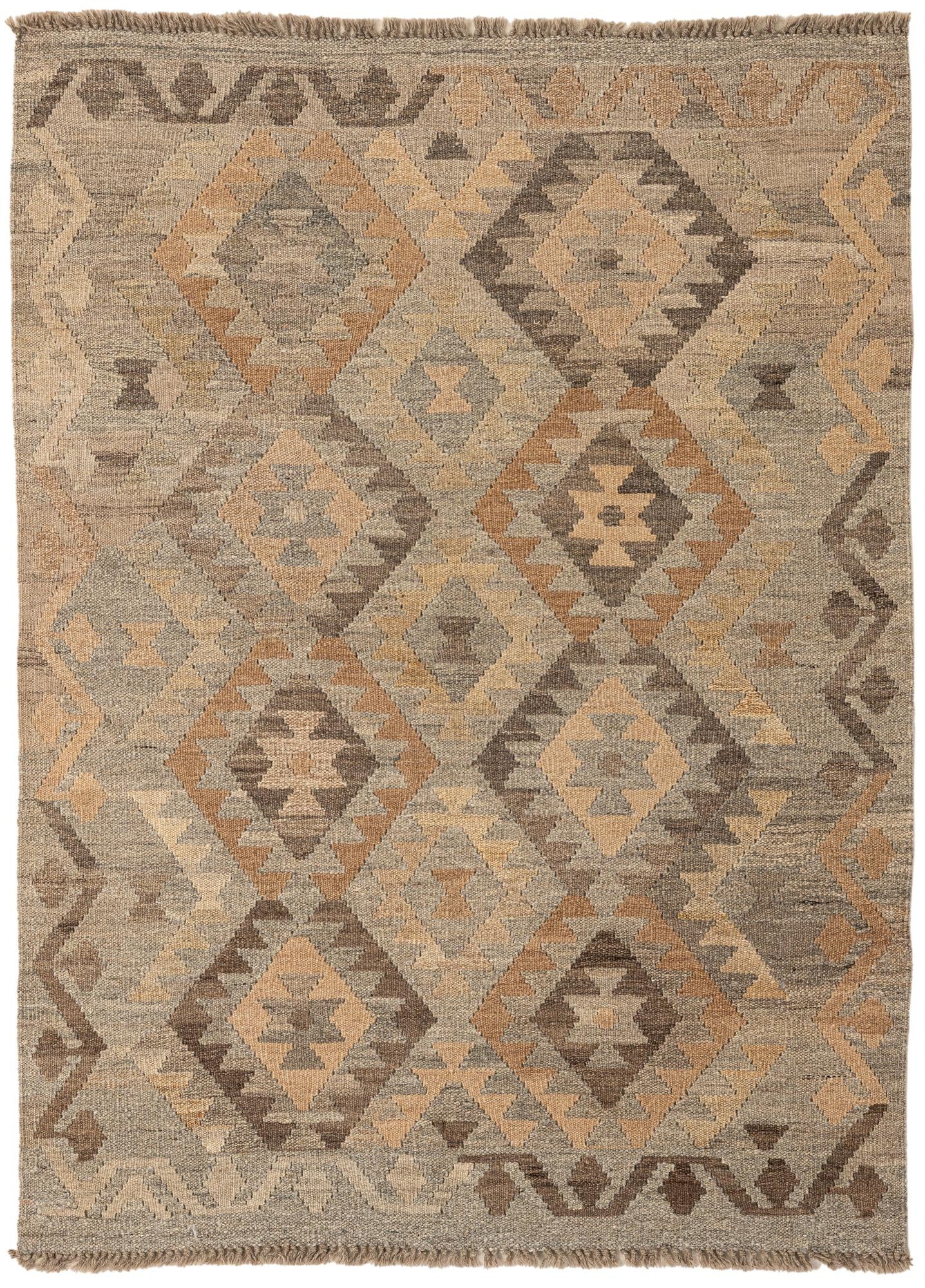  3' 5 x 4' 9  Hand Woven Kilim Maymana Wool Rug
