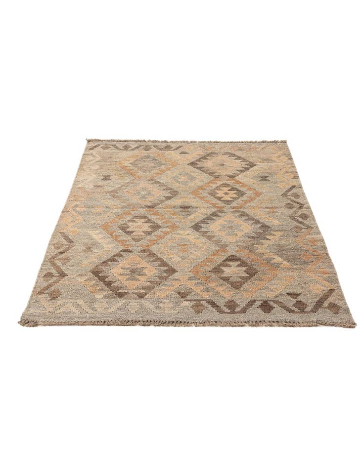 Detail image of  3' 5 x 4' 9  Hand Woven Kilim Maymana Wool Rug