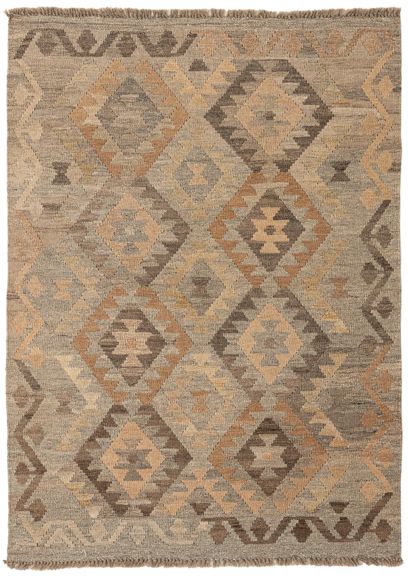  3' 5 x 4' 9  Hand Woven Kilim Maymana Wool Rug