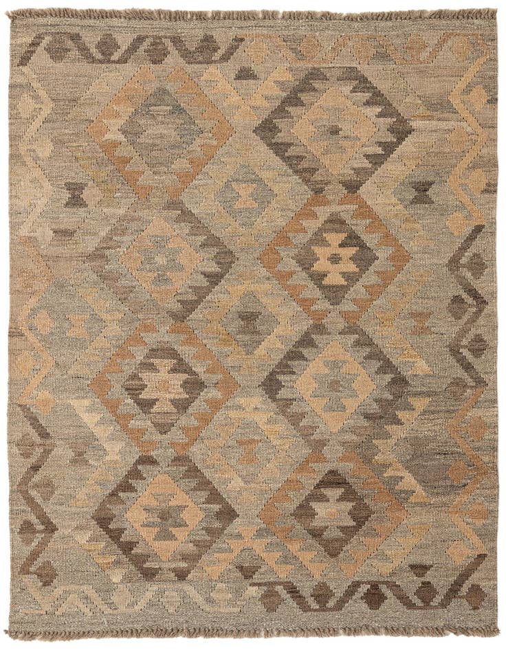 Detail image of  3' 5 x 4' 9  Hand Woven Kilim Maymana Wool Rug