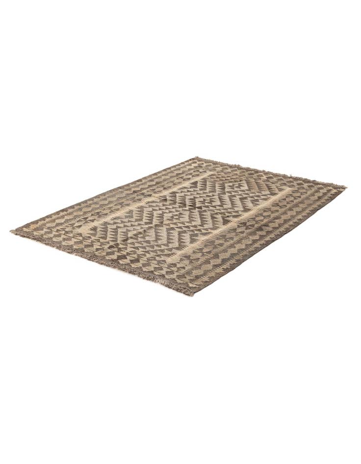 Detail image of  3' 5 x 4' 10  Hand Woven Kilim Maymana Wool Rug