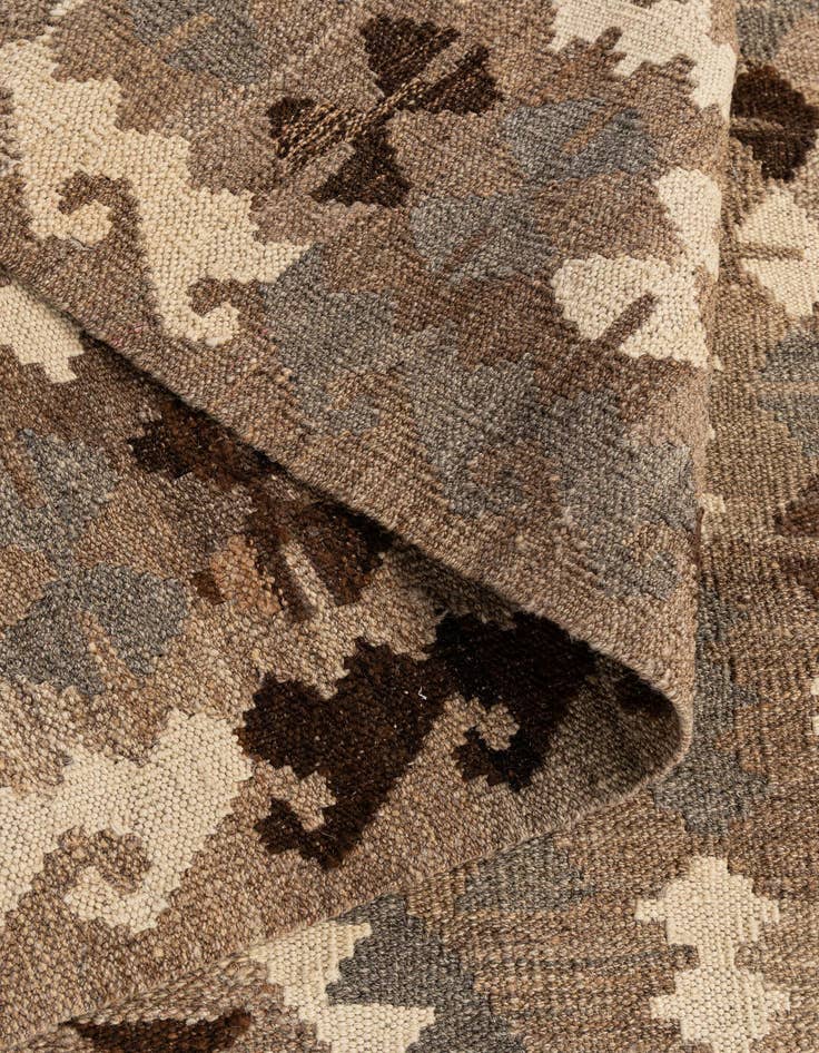 Detail image of  3' 5 x 5'  Hand Woven Kilim Maymana Wool Rug